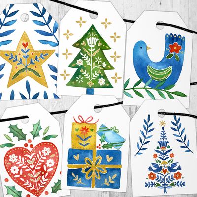 Подарункові бірки, 6 шт,  Різдвяна зірка