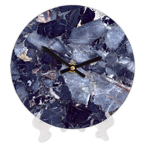 Часы настенные круглые, 18 см Мрамор синий