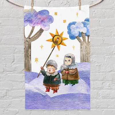 Рушник маленький 50х80 см з принтом Колядники