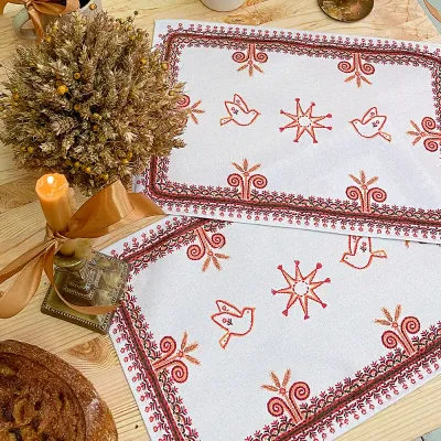 Серветки на стіл, 2шт Зірка та пташки