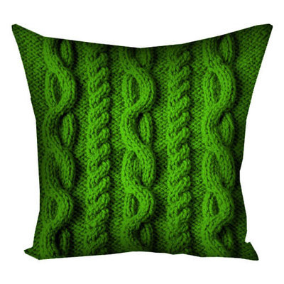 Подушка з принтом 30х30 см Зелене плетіння