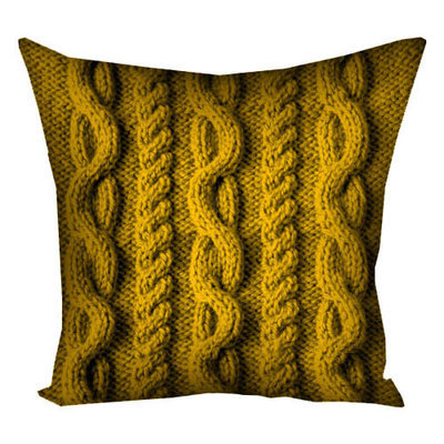 Подушка з принтом 30х30 см Жовте плетіння