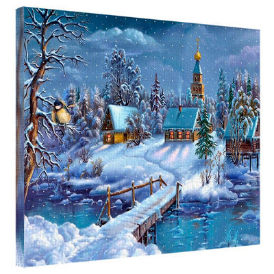 Картина на тканині, 40х50 см Зимовий пейзаж