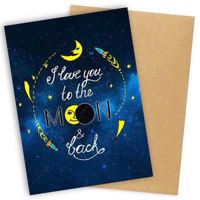 Листівка з конвертом I love you to the moon & back