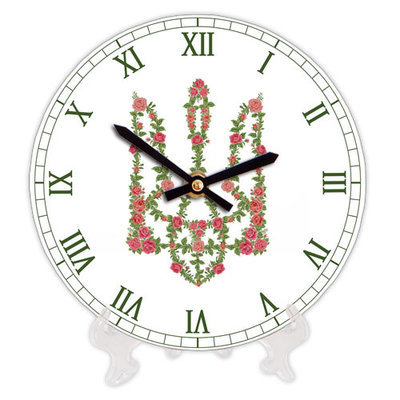 Годинник настінний круглий, 18 см Квітковий герб України