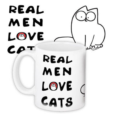 Кружка с принтом Real men love cats