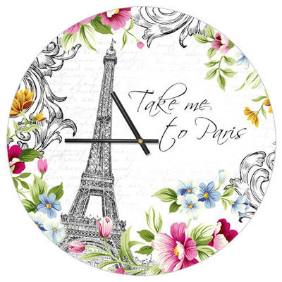 Часы настенные круглые, 36 см Take me, to Paris