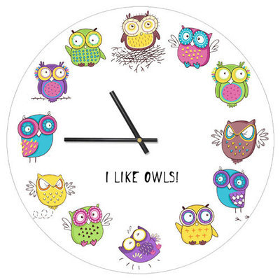 Годинник настінний круглий, 36 см I like owls!
