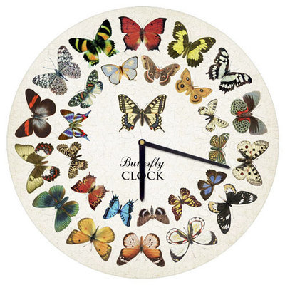 Годинник настінний круглий, 36 см Метелики