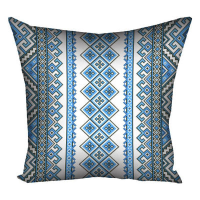 Подушка з принтом 30х30 см Український орнамент, блакитний орнамент