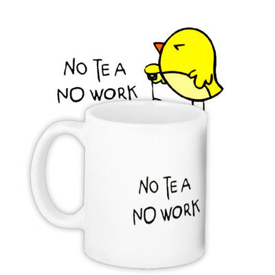 Чашка з принтом No tea No work
