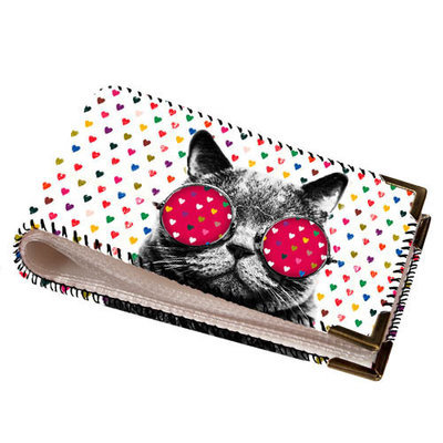Візитниця для пластикових карт Кіт в рожевих окулярах
