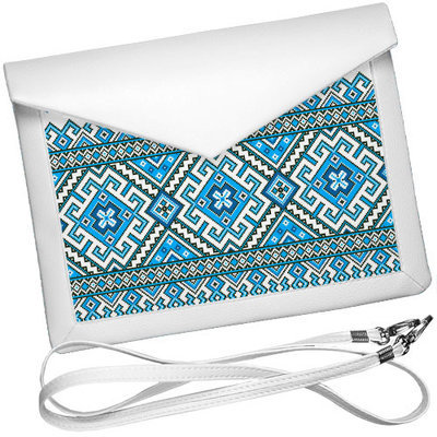 Клатч конверт Український орнамент блакитно-білий