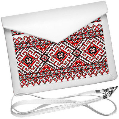 Клатч конверт Український орнамент червоно-білий