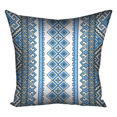 Наволочка для подушки 30х30 см Український орнамент блакитний