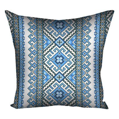 Наволочка для подушки 30x30 Український орнамент блакитний