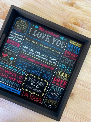 Дерев’яна таця з принтом  I love you
