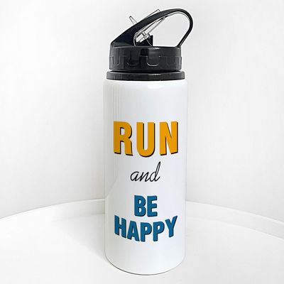 Пляшка для води з трубочкою Run and be happy