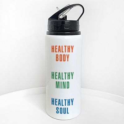 Пляшка для води з трубочкою Healthy body, mind, soul
