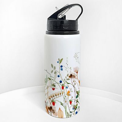 Пляшка для води з трубочкою Польові квіти