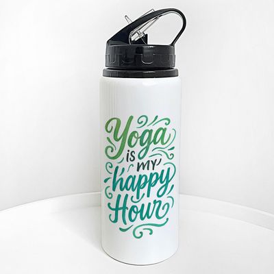 Пляшка для води з трубочкою Yoga is my happy hour