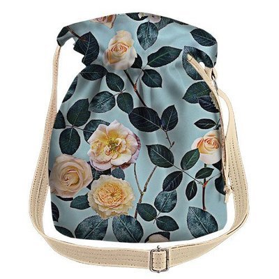 Жіноча сумка-мішок Torba Білі троянди на блакитному фоні