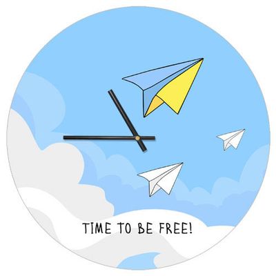 Годинник настінний круглий, 36 см Time to be free!