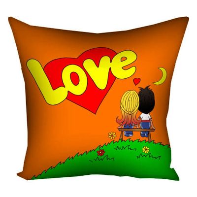 Подушка з принтом 30х30 см Love is (помаранчева)