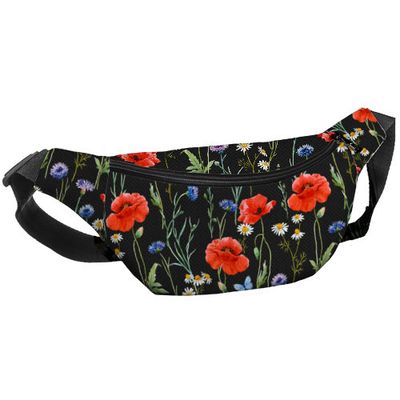 Сумка бананка BUMBAG Маки, ромашки і волошки