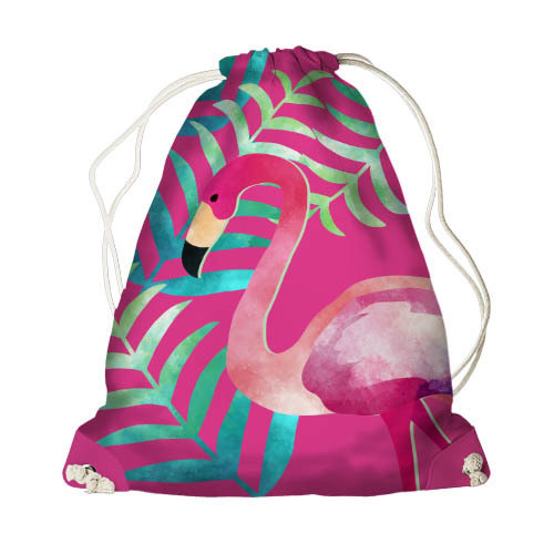 Рюкзак-мішок MINI Фламінго на рожевому фоні