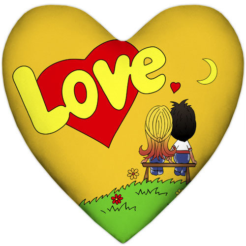 Подушка сердце Love, жёлтая