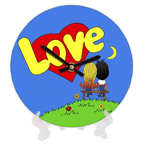 Годинник настінний круглий, 18 см Love синій