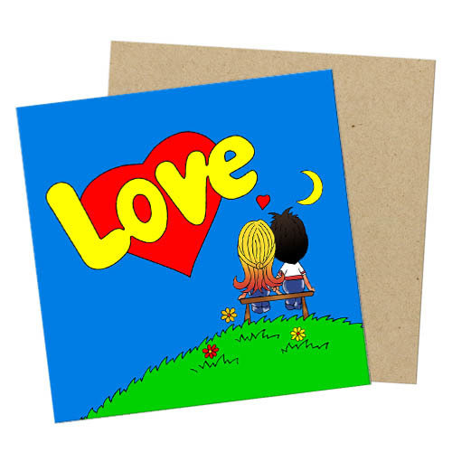 Маленькая открытка Love синяя