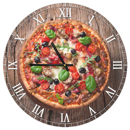 Годинник настінний круглий, 36 см Піца