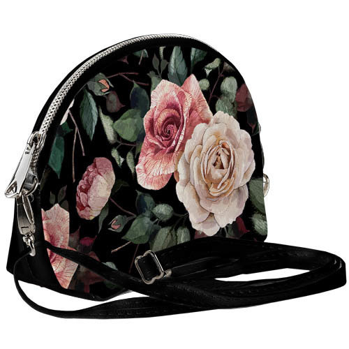 Маленька жіноча сумочка Coquette Троянди на чорному фоні
