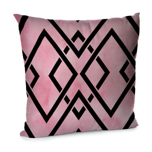 Подушка для дивана 45х45 см Орнамент з ромбів на рожевому фоні
