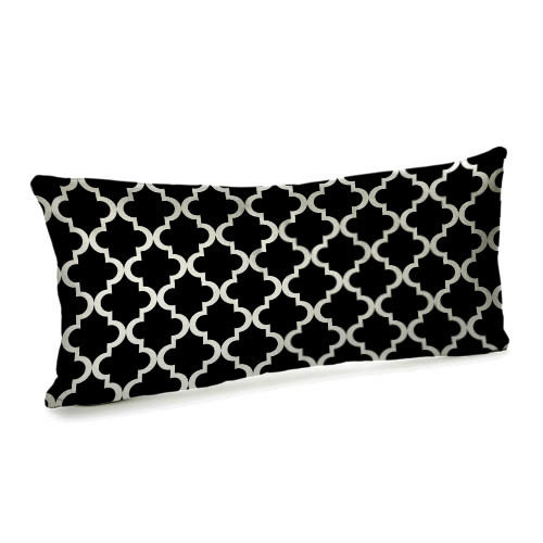 Подушка для дивана (бархат) 50х24 см Орнамент на черном фоне