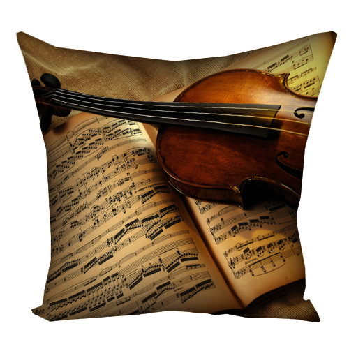 Подушка с принтом 40х40 см Скрипка, музыка
