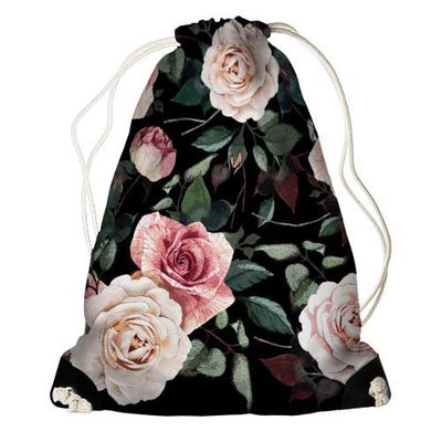 Рюкзак-мішок Пудрові троянди на чорному фоні