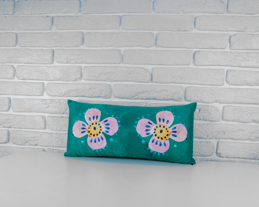 Подушка для дивана (бархат) 50х24 см Два цветка