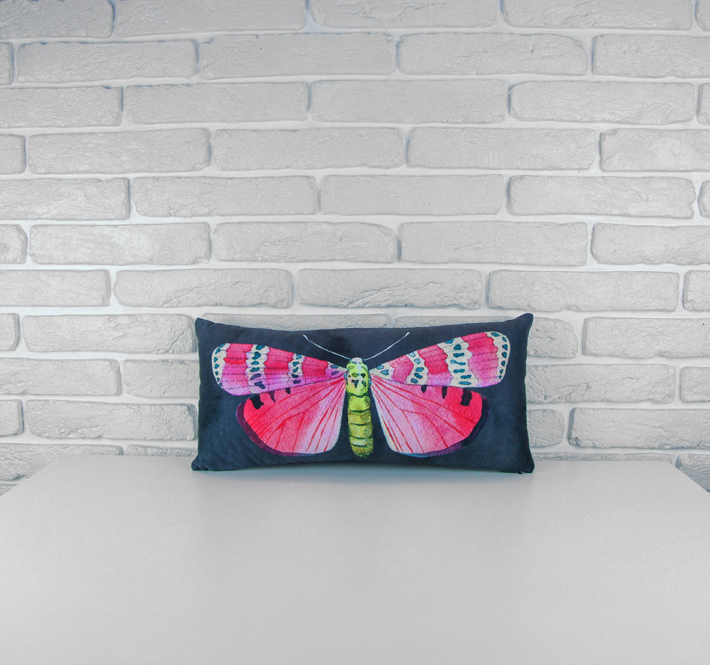 Подушка для дивана (бархат) 50х24 см Бабочка