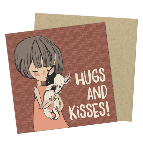 Маленькая открытка Hugs and kisses!