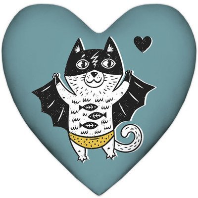 Подушка сердце XXL Кіт супергерой