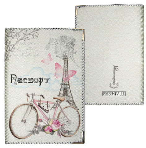 Обкладинка на паспорт Ейфелева вежа та велосипед