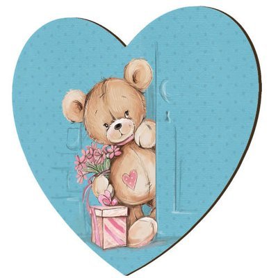 Магніт-серце дерев’яний Ведмедик Тедді