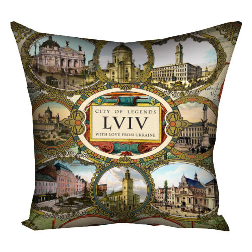 Подушка з принтом 40х40 см City of legends Lviv
