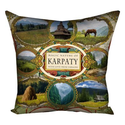 Подушка з принтом 30х30 см Magiс nature of Karpaty