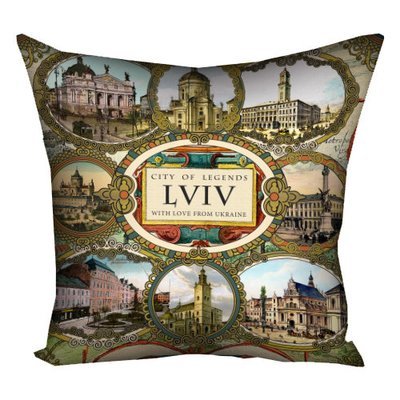 Подушка с принтом 30х30 см City of legends Lviv