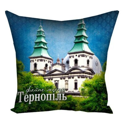 Подушка с принтом 30х30 см Файне місто Тернопіль