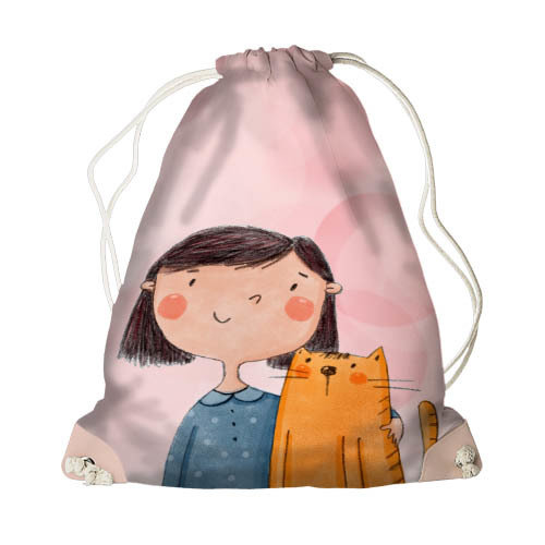 Рюкзак-мешок MINI Девочка с котом